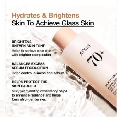 ANUA Rice 70 + Ceramide Glow Milky Toner