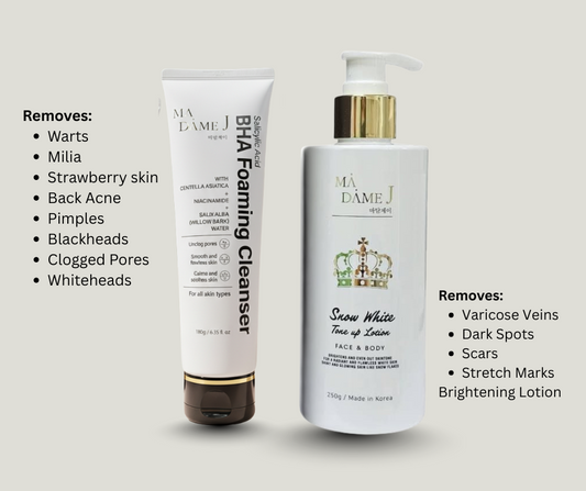 Madame J Duo: BHA Foaming Cleanser & Snow White Tone-Up Lotion